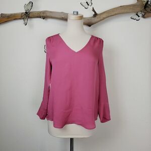 Joie dark pink silk shirt cloth covered buttons